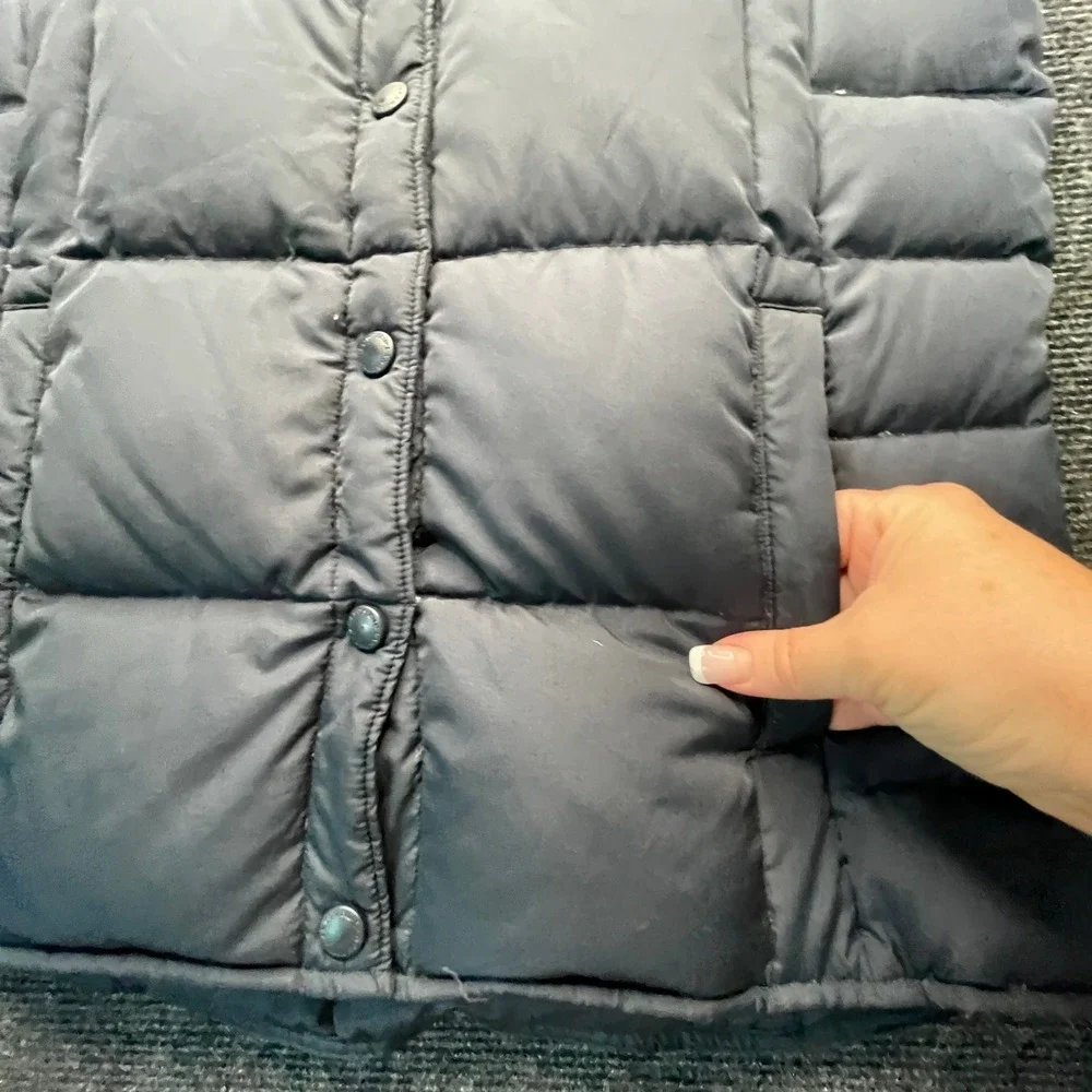 Lands' End Puffer Vest Kids XL 16 Navy Blue Down Filled Quilted Layering Navy